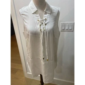 Ellen Tracy lace-up tunic top - Picture 1 of 6