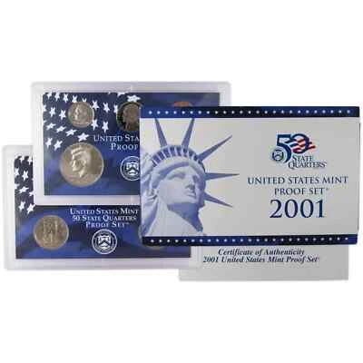 2001 Clad Proof Set U.S. Mint Original Government Packaging COA Lot of 2 T168 - Image 1 of 4