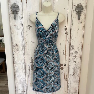 Vestido de fiesta Bisou Bisou talla 8 para mujer azul blanco marrón sin mangas - Imagen 1 de 5