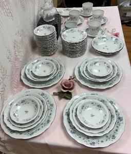 NEW-Set of 62 PCS.Johann Haviland Blue Garland Fine China -Dinner Set.Germany. - Picture 1 of 22