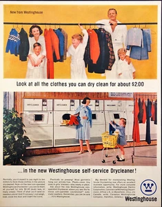 1962 Westinghouse Self-Service Drycleaner Laundry Mat Family Vintage Print Ad - Picture 1 of 1
