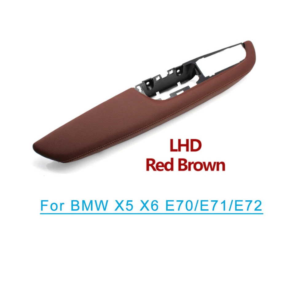 For BMW X5 X6 E70/E71/72 Interior Door Armrest Leather Outer Frame Red Brown LHD - Image 1 of 4