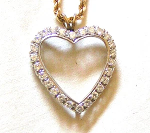 Natürlicher Diamant Herz Charm 1 Karat schwebend an 20" 14K Gold Seil Kette 11g - Bild 1 von 14