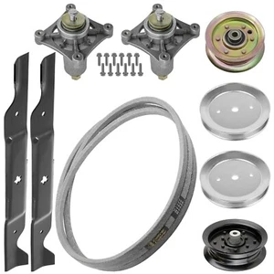 Caltric 46" Deck Spindles Blade Belt Pulley Kit For Husqvarna YTS3000 PB195H46YT - Picture 1 of 7