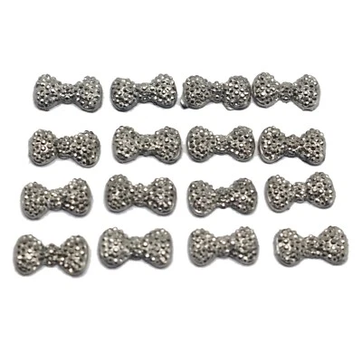 200 arcos de laço de strass pontilhado de resina com encosto plano prata escura 13X7mm cabachons - Imagem 1 de 4