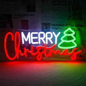 Letrero LED de neón de Navidad, letreros de neón de Feliz Navidad para decoración de paredes, tr de Navidad - Imagen 1 de 6