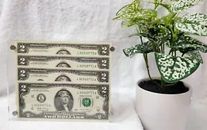 Consecutive Serial # -$2 Dollar Bills- UNC-Framed--#70 - Picture 1 of 3