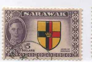 Sarawak KGVI 1950 $5 used - Foto 1 di 1