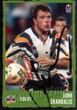 ✺Signed✺ 2004 WESTS TIGERS NRL Card JOHN SKANDALIS Daily Telegraph