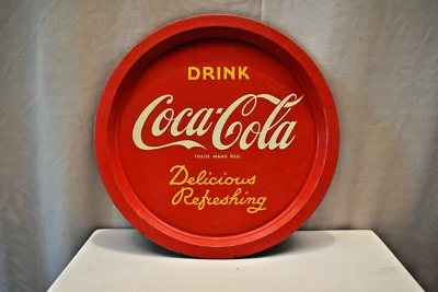 Vintage Coca Cola Werbe Tablett Rot Farbe Metall Delicious Erfrischender Drink " - Bild 1 von 4