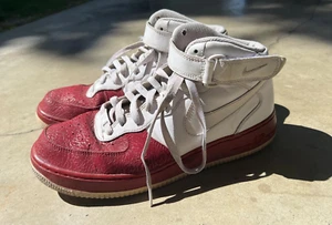 Vintage NIKE AIR FORCE 1 AF-1 ‘82 US 10.5 315123-113 White &Red 2008 Y2K DAMAGED - Picture 1 of 21