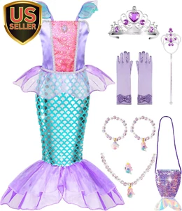 Mermaid Dress for Girls - Little Mermaid Costume for Girls with Bag Princess ... - Picture 1 of 1