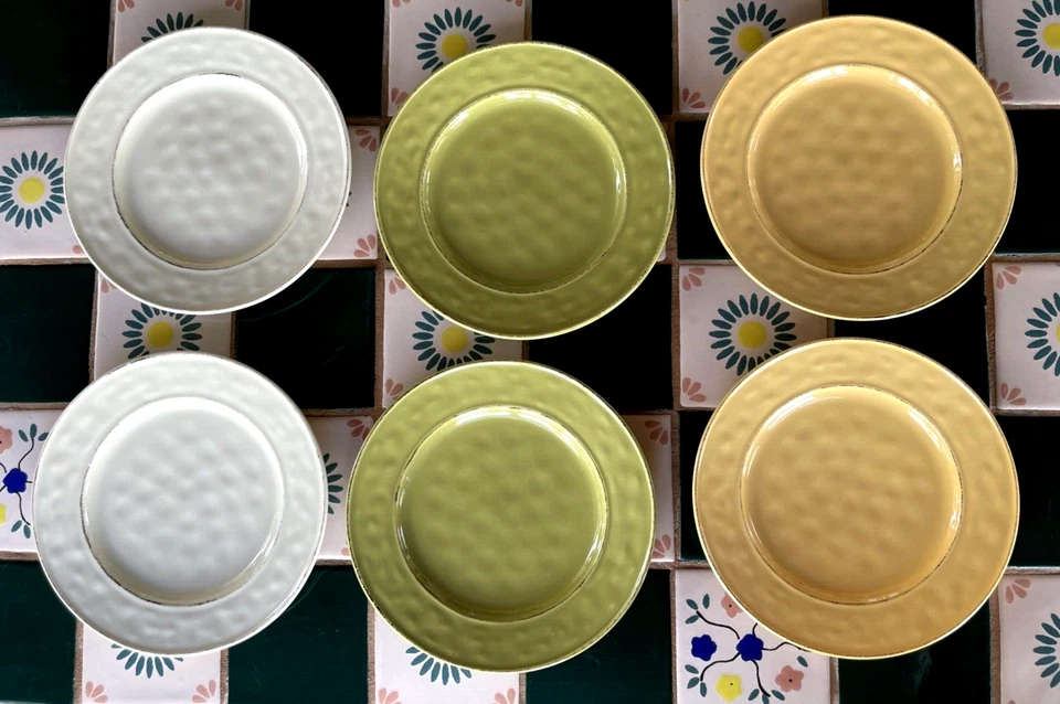 "Juego de 6 platos de ensalada Pier 1 Imports MARTILLO 8,5"" con hoyuelos 2 mango 2 salvia 2 cremas" Foto 1 de 4