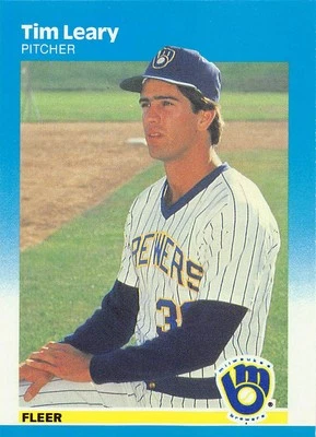 Tim Leary 1987 Fleer 348 Milwaukee Brewers BASEBALL Card - Image 1 of 2