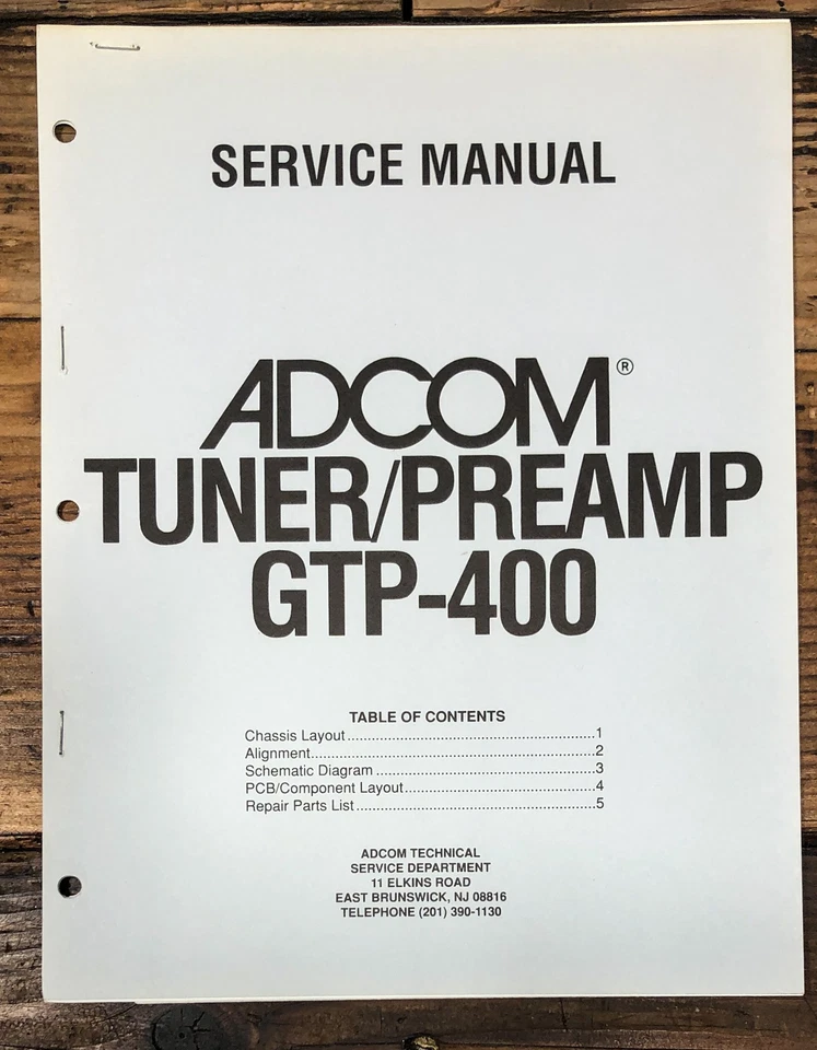 Adcom GTP-400 Tuner / Preamp Service Manual *Original* - Image 1 of 1