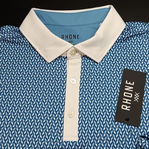 Rhone Golf Sport Poloshirt Herren Large blau geometrisches Muster lockere Passform neu $ 108 - Bild 1 von 12