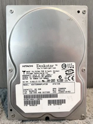 Hitachi Deskstar 82.3GB IDE Desktop Hard Drive Model HDS728080PLAT20 (UNTESTED) - Image 1 of 4