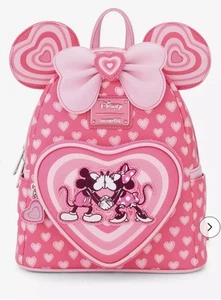 Loungefly Disney Mickey & Minnie Mouse Heart Ears Mini Backpack Valentine's Day - Picture 1 of 4