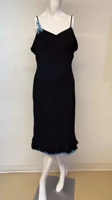Vestido vintage midi La Belle para mujer negro con correa de espagueti con floral talla L Foto 1 de 4