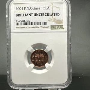2004 1 Toea - Papua New Guinea - Coin - Butterfly And Bird - NGC Brilliant Uncir - Picture 1 of 4
