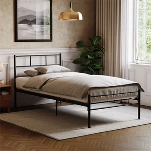Dorset Single Bed Frame Black Metal Steel Modern Stylish Comfy Modern Strong - Picture 1 of 8