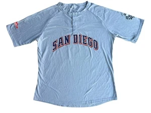 San Diego SD PADRES MLB Tony Gwynn #19 Gray Jersey Shirt 3 Button Top Sz L SGA - Picture 1 of 9