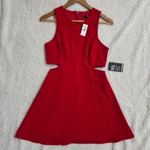 NWT Express Elegant Red Sleeveless Dress Christmas Party Sexy Women 6 - Picture 1 of 7