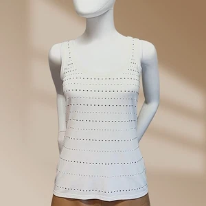 Camiseta sin mangas para mujer White House Black Market blanca adornada con tachuelas talla pequeña nueva sin etiquetas - Imagen 1 de 3