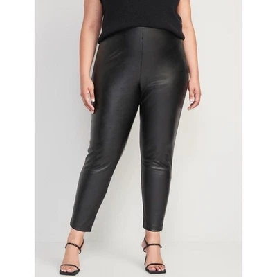 Leggings antiguos azul marino cintura alta imitación cuero tobillo cremallera negro 18 Foto 1 de 4