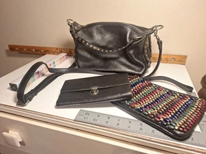 Lot 3 Patricia Nash Multi Style Bags Purse Wallet Clutch Beaded Black Leather - Picture 1 of 24