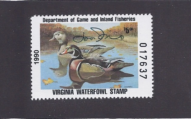 VIRGINIA    VA3  WATERFOWL DUCK STAMP  1990   MNH  PRISTINE ARTIST SIGNED - Image 1 of 1