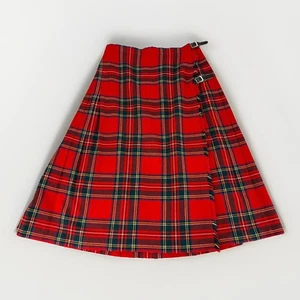 Gonna vintage LL Bean donna pura lana rosso tartan a quadri midi avvolgente preppy vacanza - Foto 1 di 15