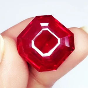 49+ Cts Certified Natural Red Ruby Loose Gemstone Huge Octagon Cut Gems W697 - Picture 1 of 12