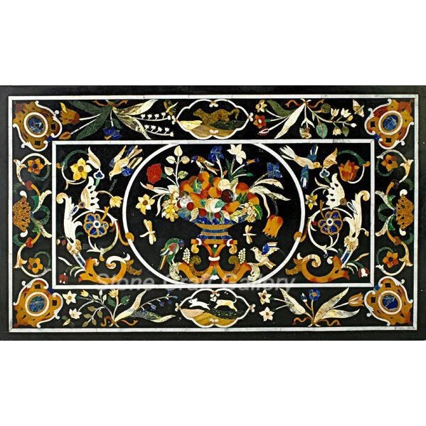 48" x 30" Marble Coffee Table Top Semi Precious Stones Inlay Art Handmade - Image 1 of 1