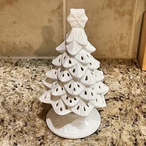 Yankee Candle 9” Ceramic Christmas Tree Luminary White Tea Light Candle Holder - Picture 1 of 4