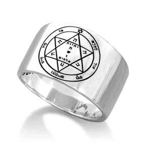 König Salomo Gesundheitssiegel Ring Amulett Kabbala Talisman Silber 925 Vierter Jupiter - Bild 1 von 2