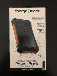 Charge Worx Solar Powered Power Bank Weather Proof (B14) Travel Phone Charger