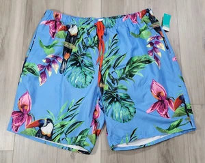 Outdoor Oasis Swim Trunks Men's 2XLT Toucan Bouquet Pockets Big & Tall New - Picture 1 of 7