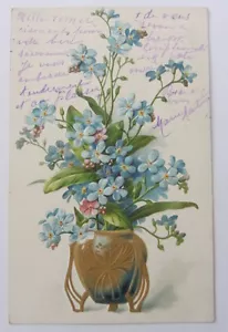 Cartolina d'epoca rilievo Fiori - Non ti scordar di me - postcard - tarjeta 1905 - Bild 1 von 1