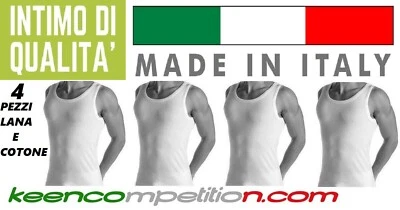 INTIMO DI QUALITÀ 4 PZ VOGATORE CANOTTIERA UOMO SPALLA LARGA CANOTTA LANA E COTONE MADE IN ITALY