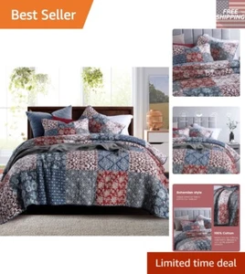 Luxurious 100% Cotton California King Quilt Set with 2 Pillow Shams - 120"x110" - Picture 1 of 8