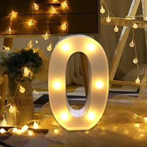 Led Letter Lights Sign Light Up Letters Number Sign 0 For Night Light Wedding Bi - Picture 1 of 3