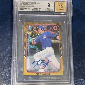 Kris Bryant 2015 Bowman Chrome Gold Refractor Auto #45/50 BGS 9/10