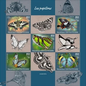 Butterflies MNH Stamps 2024 Central African M/S - Picture 1 of 1