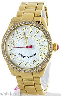 Betsey Johnson Women's Gold-Tone Silver Dial Crystals Accented Watch BJ00190-08 - Image 1 of 2
