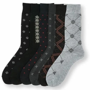 3, 6, 12 Or 18 Pairs Mens Dress Socks Multi Color Print Casual Work Size 10-13 - Picture 1 of 12