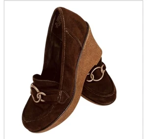 Ellemenno vintage wedges brown suede size 8M - Picture 1 of 15