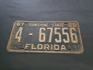 Florida Sunshine State Pinellas 1967 1968 License Plate Estate Find As Found   - Picture 1 of 15