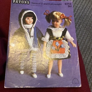 Patons Doll Costume 9” Dolly Austrian / Winter Outfit Knitting Pattern 9713 - Picture 1 of 1