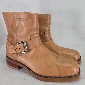 Durango Boots Mens 10.5 Tan Brazilian Leather Ankle Zip Biker Riding Buckle - Picture 1 of 16